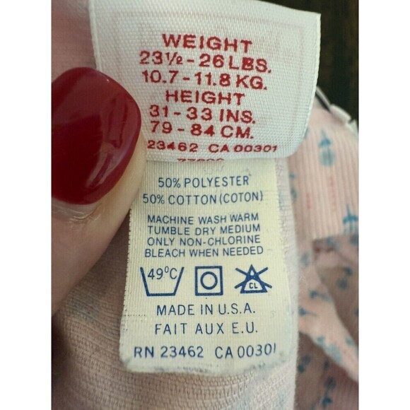 Vintage Girls Buster Brown Romper Overalls Pink/White Floral Outfit 18 Months - Picture 5 of 6